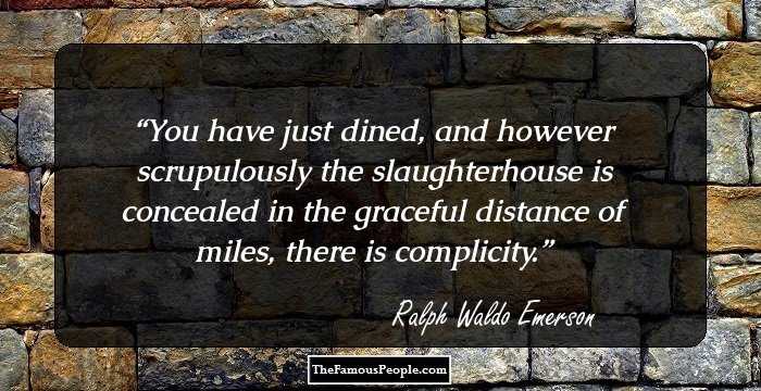 You have just dined, and however scrupulously the slaughterhouse is concealed in the graceful distance of miles, there is complicity.