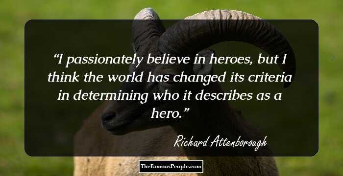 I passionately believe in heroes, but I think the world has changed its criteria in determining who it describes as a hero.