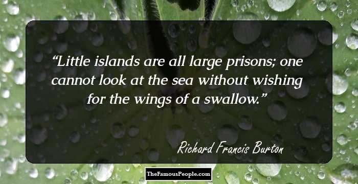 Little islands are all large prisons; one cannot look at the sea without wishing for the wings of a swallow.