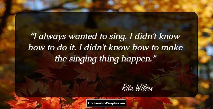 I always wanted to sing. I didn't know how to do it. I didn't know how to make the singing thing happen.