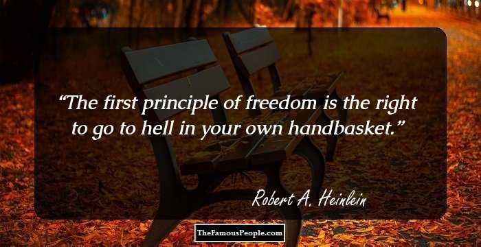 The first principle of freedom is the right to go to hell in your own handbasket.