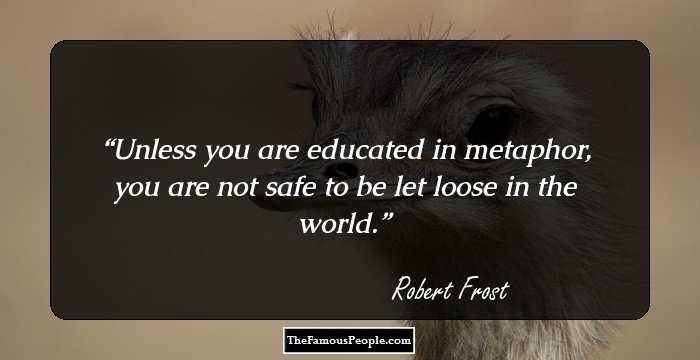 Unless you are educated in metaphor, you are not safe to be let loose in the world.