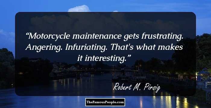 Motorcycle maintenance gets frustrating. Angering. Infuriating. That's what makes it interesting.