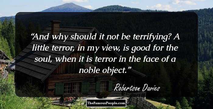 And why should it not be terrifying? A little terror, in my view, is good for the soul, when it is terror in the face of a noble object.