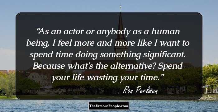 As an actor or anybody as a human being, I feel more and more like I want to spend time doing something significant. Because what's the alternative? Spend your life wasting your time.