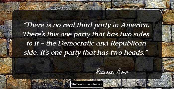 There is no real third party in America. There's this one party that has two sides to it - the Democratic and Republican side. It's one party that has two heads.