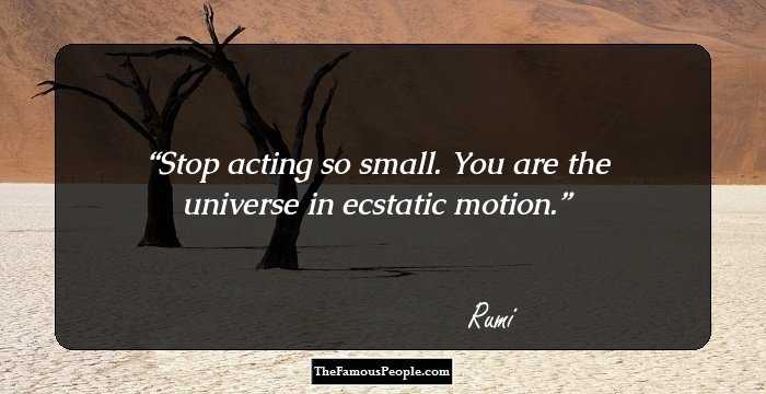 Stop acting so small. You are the universe in ecstatic motion.