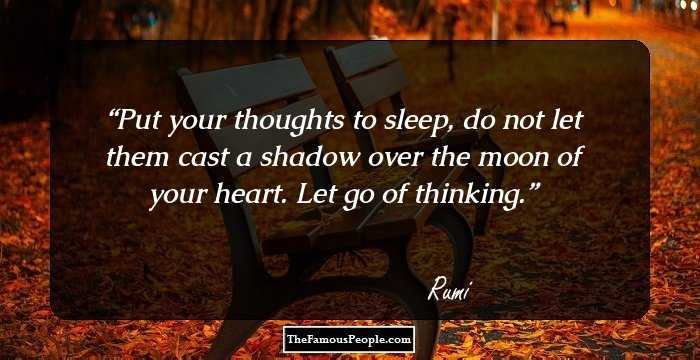 Put your thoughts to sleep,
do not let them cast a shadow
over the moon of your heart.
Let go of thinking.