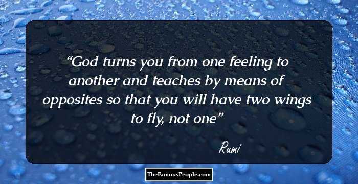 God turns you from one feeling to another and teaches by means of opposites so that you will have two wings to fly, not one