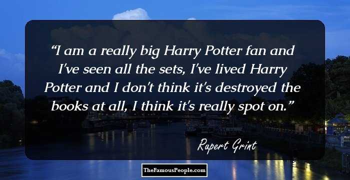 I am a really big Harry Potter fan and I've seen all the sets, I've lived Harry Potter and I don't think it's destroyed the books at all, I think it's really spot on.