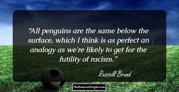 All penguins are the same below the surface, which I think is as perfect an analogy as we're likely to get for the futility of racism.