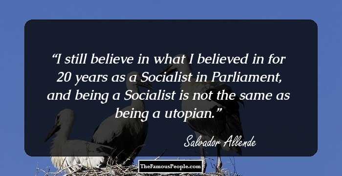 I still believe in what I believed in for 20 years as a Socialist in Parliament, and being a Socialist is not the same as being a utopian.