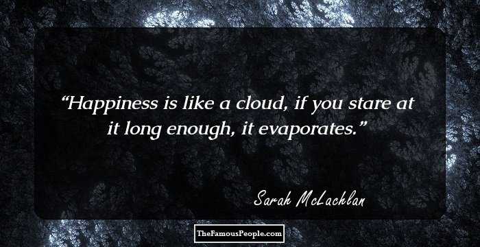 Happiness is like a cloud, if you stare at it long enough, it evaporates.