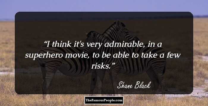 I think it's very admirable, in a superhero movie, to be able to take a few risks.