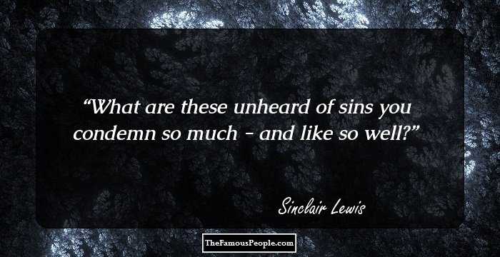 What are these unheard of sins you condemn so much - and like so well?