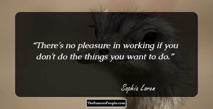 There's no pleasure in working if you don't do the things you want to do.