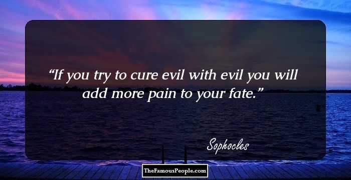 If you try to cure evil with evil
you will add more pain to your fate.