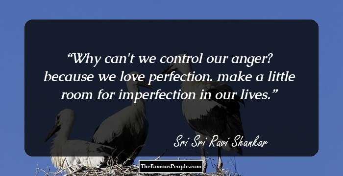 Why can't we control our anger? because we love perfection. make a little room for imperfection in our lives.