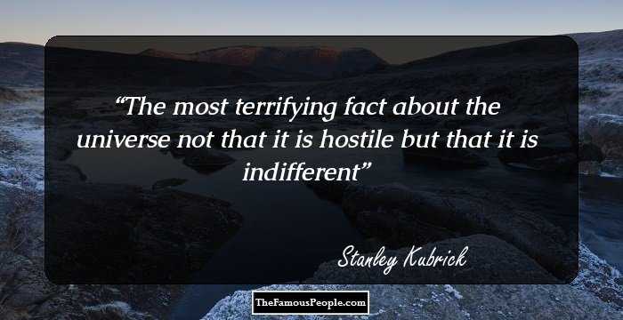 The most terrifying fact about the universe not that it is hostile but that it is indifferent