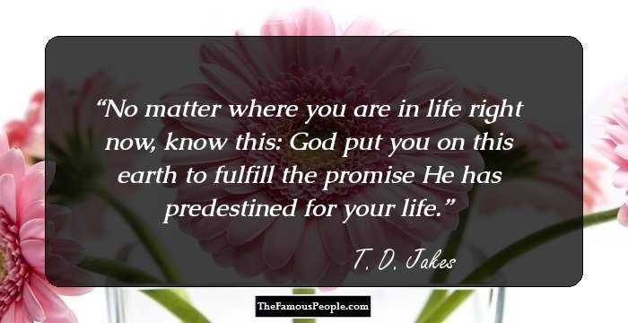 No matter where you are in life right now, know this: God put you on this earth to fulfill the promise He has predestined for your life.