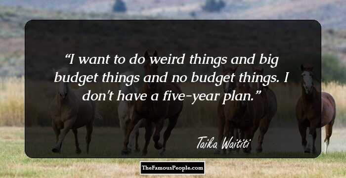 I want to do weird things and big budget things and no budget things. I don't have a five-year plan.