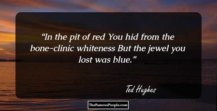 In the pit of red
You hid from the bone-clinic whiteness

But the jewel you lost was blue.