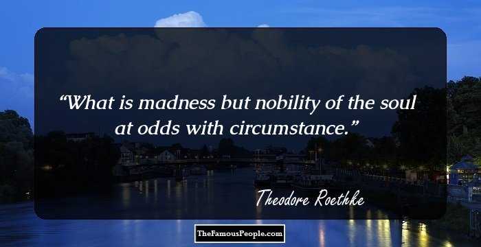 What is madness but nobility of the soul at odds with circumstance.