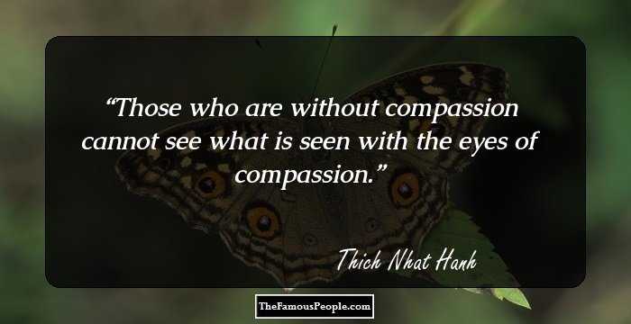 Those who are without compassion cannot see what is seen with the eyes of compassion.