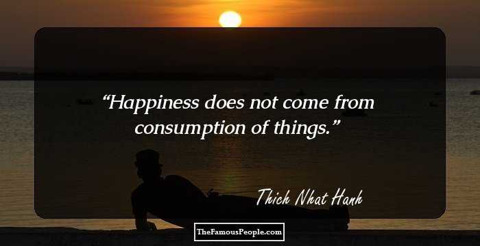 Happiness does not come from consumption of things.