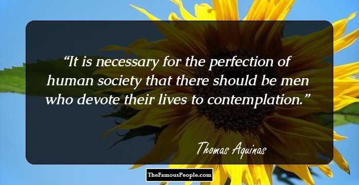 It is necessary for the perfection of human society that there should be men who devote their lives to contemplation.