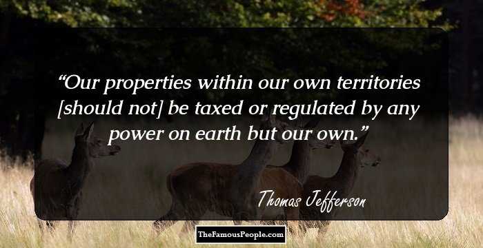 Our properties within our own territories [should not] be taxed or regulated by any power on earth but our own.