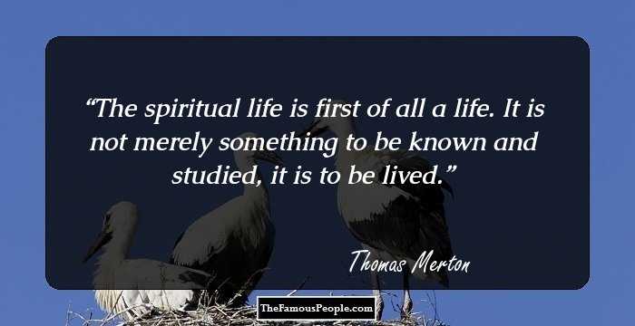 The spiritual life is first of all a life. It is not merely something to be known and studied, it is to be lived.