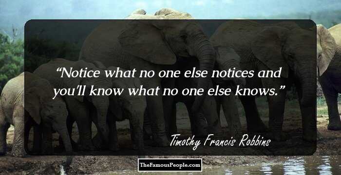 Notice what no one else notices and you'll know what no one else knows.