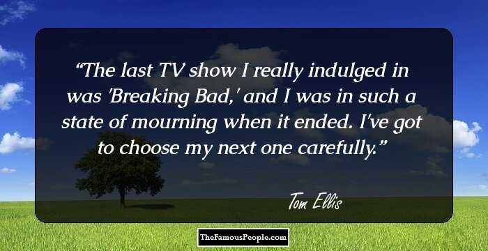 The last TV show I really indulged in was 'Breaking Bad,' and I was in such a state of mourning when it ended. I've got to choose my next one carefully.