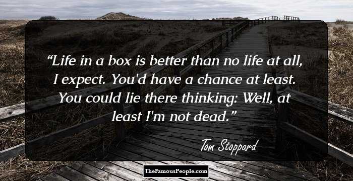 Life in a box is better than no life at all, I expect. You'd have a chance at least. You could lie there thinking: Well, at least I'm not dead.