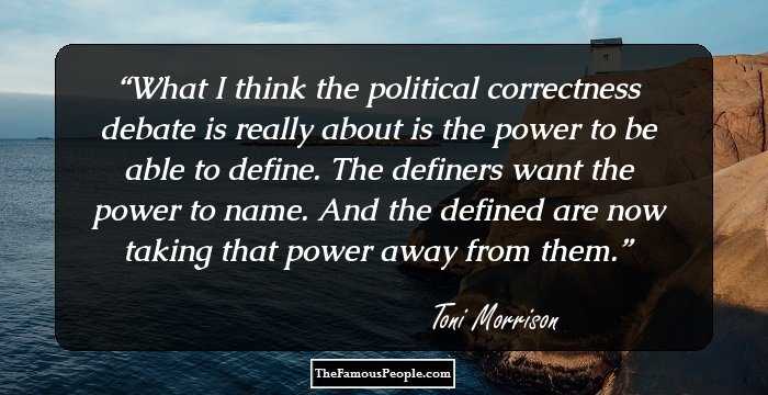 What I think the political correctness debate is really about is the power to be able to define. The definers want the power to name. And the defined are now taking that power away from them.