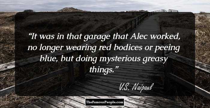 It was in that garage that Alec worked, no longer wearing red bodices or peeing blue, but doing mysterious greasy things.