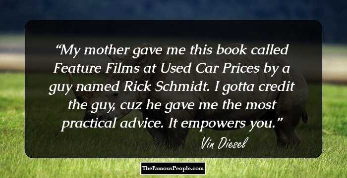 My mother gave me this book called Feature Films at Used Car Prices by a guy named Rick Schmidt. I gotta credit the guy, cuz he gave me the most practical advice. It empowers you.