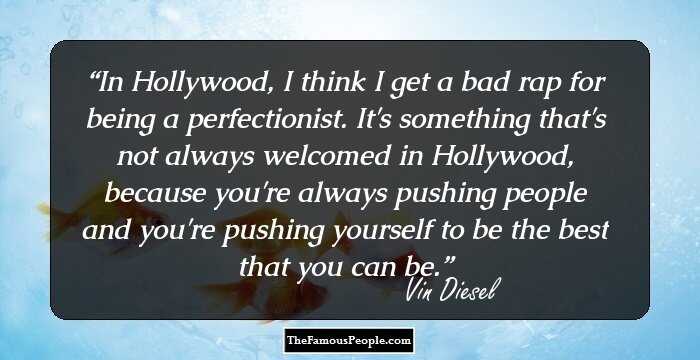 In Hollywood, I think I get a bad rap for being a perfectionist. It's something that's not always welcomed in Hollywood, because you're always pushing people and you're pushing yourself to be the best that you can be.