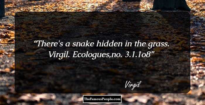 There's a snake hidden in the grass. Virgil. Ecologues,no. 3.1.1o8