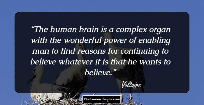 The human brain is a complex organ with the wonderful power of enabling man to find reasons for continuing to believe whatever it is that he wants to believe.