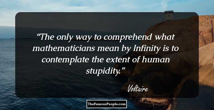 The only way to comprehend what mathematicians mean by Infinity is to contemplate the extent of human stupidity.