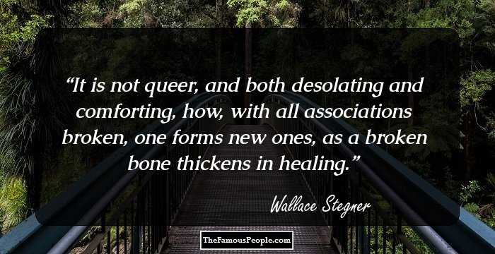 It is not queer, and both desolating and comforting, how, with all associations broken, one forms new ones, as a broken bone thickens in healing.