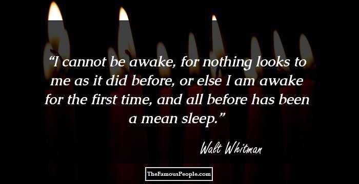 I cannot be awake, for nothing looks to me as it did before, or else I am awake for the first time, and all before has been a mean sleep.