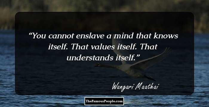You cannot enslave a mind that knows itself. That values itself. That understands itself.