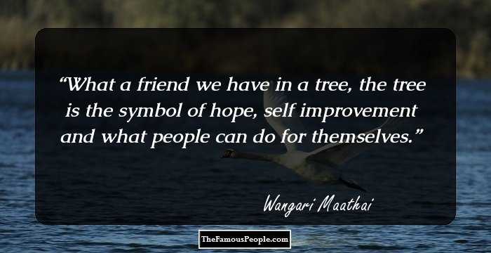 What a friend we have in a tree, the tree is the symbol of hope, self improvement and what people can do for themselves.