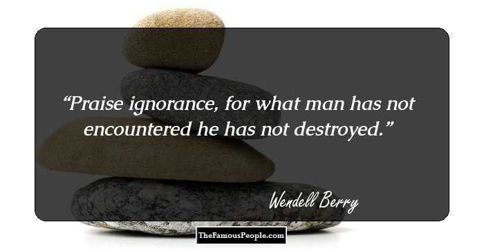 Praise ignorance, for what man has not encountered he has not destroyed.