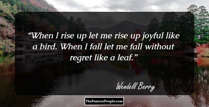 When I rise up
let me rise up joyful
like a bird.

When I fall
let me fall without regret
like a leaf.