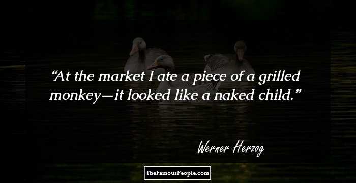 At the market I ate a piece of a grilled monkey—it looked like a naked child.