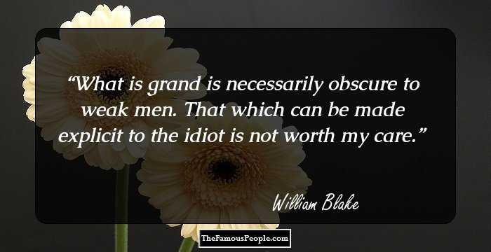 What is grand is necessarily obscure to weak men. That which can be made explicit to the idiot is not worth my care.